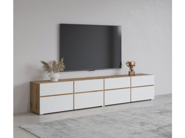 Televizní komoda CROSS (typ 40) dub Wotan/bílá