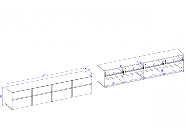 Televizní komoda CROSS (typ 40) Bílá/černá
