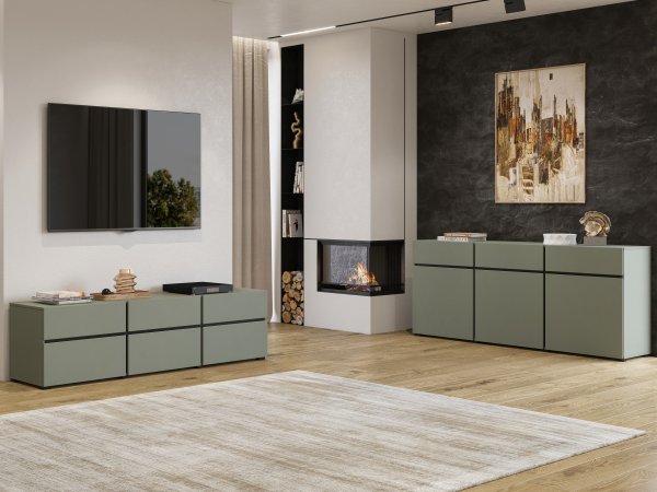 Nábytek do obývacího pokoje CROSS Pine green/černá