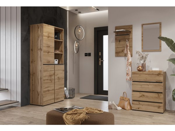 Skříň do předsíně CROSS (typ 88) dub Wotan/černá