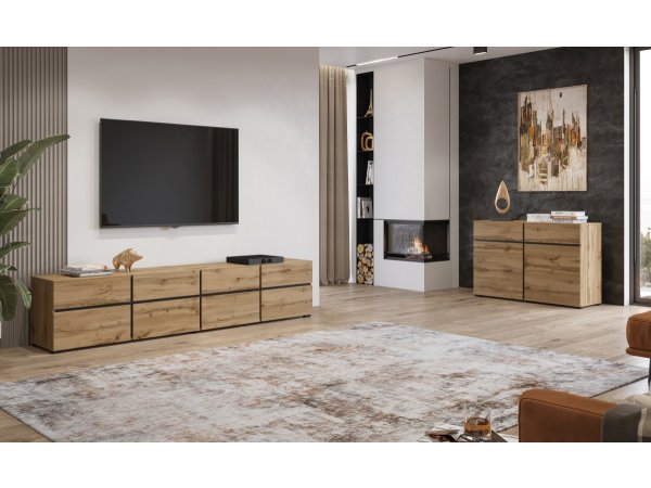 Televizní komoda CROSS (typ 40) dub Wotan/černá