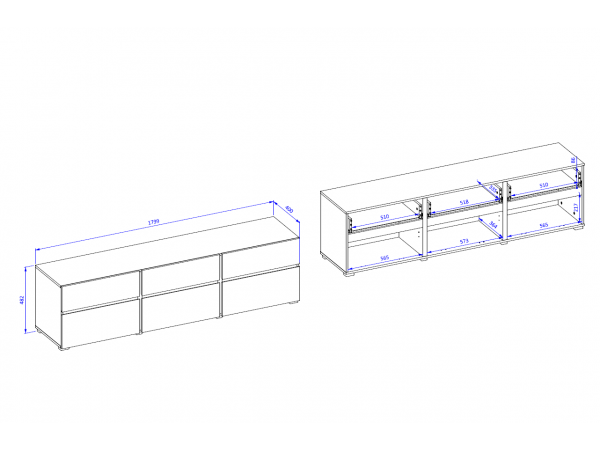 Televizní komoda CROSS (typ 41) dub Wotan/bílá