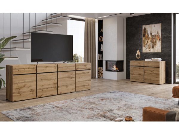 Komoda CROSS (typ 25) dub Wotan/černá