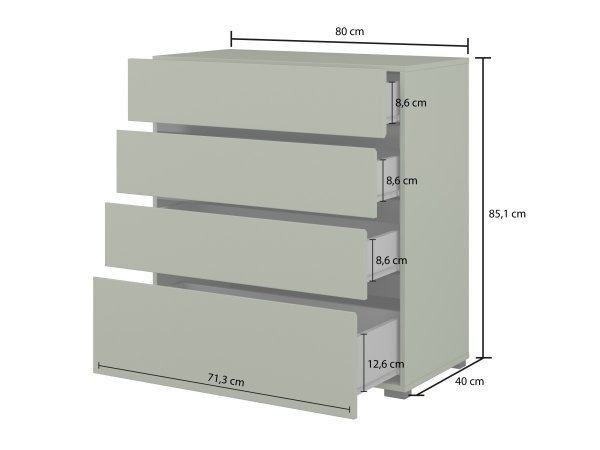 Komoda CROSS S (typ 28) Pine green/černá