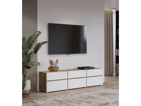 Nábytek do obývacího pokoje CROSS dub Wotan/bílá