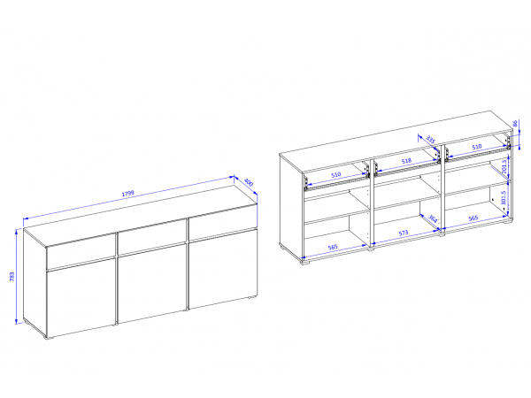 Komoda CROSS (typ 43) Bílá/černá
