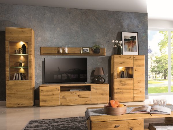 Dubová vitrína z masivu DALLAS dub olejovaný (pravá typ 11)