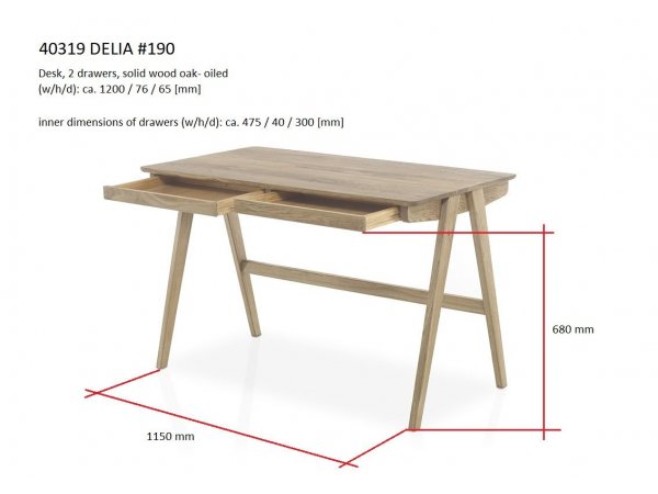 Dřevěný psací stůl DELIA dub sukatý