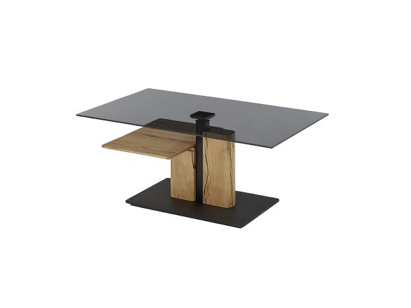 Konferenční stolek DELMAS 2 šedé sklo/ dub masiv olejovaný