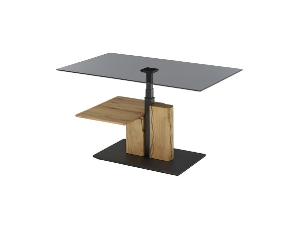 Konferenční stolek DELMAS 2 šedé sklo/ dub masiv olejovaný