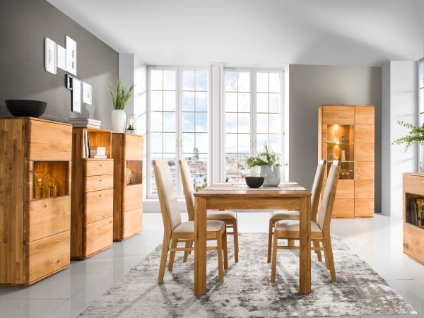 Dubová vitrína z masivu DALLAS dub olejovaný (pravá typ 52)