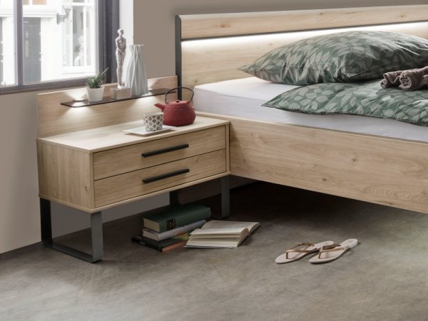 Moderní ložnice Brüssel dub stein/tmavá břidlice 1