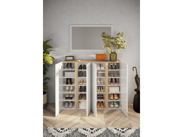 Nábytek do předsíně FRAME bílý lesk/dub Cadiz