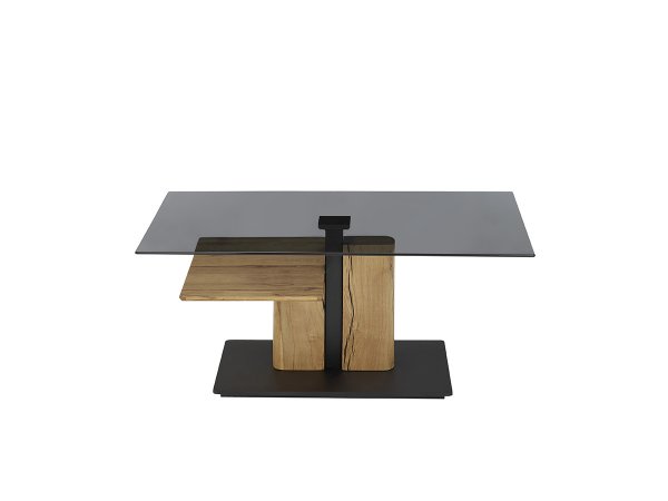 Konferenční stolek DELMAS 2 šedé sklo/ dub masiv olejovaný