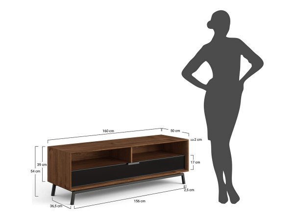 Dubová TV skříňka LOFT (typ PLMOL08ST), tabák