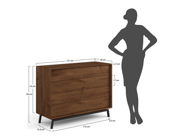 Dubová komoda LOFT, tabák