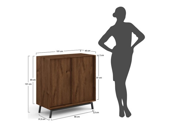 Dubová komoda LOFT s barem, tabák