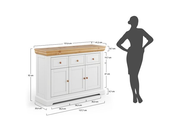 Komoda do obývacího pokoje (typ 42) RONE borovice masiv bílá/tabák