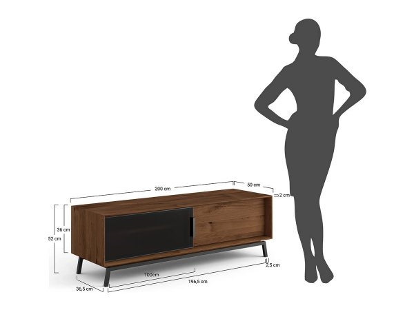Dubová TV skříňka LOFT (typ PLMOL07ST), tabák