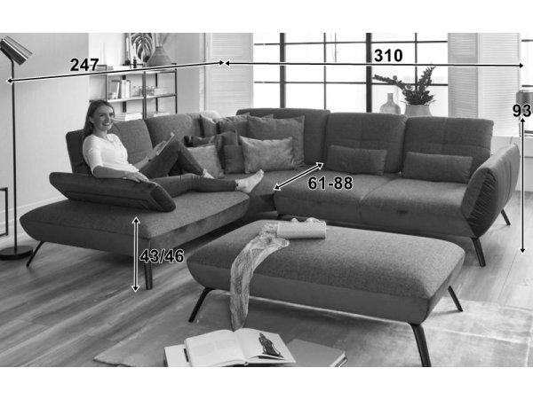 Rohová sedací souprava s relax funkcí DOVER 2