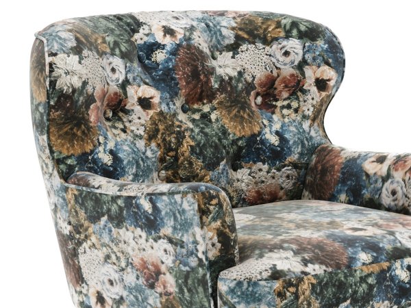 Stylové otočné křeslo AMBER v květinovém potahu Flower rose blue