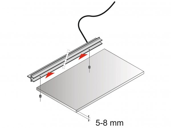 LED osvětlení skleněných polic lišta