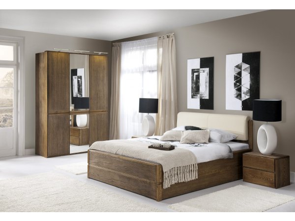 Postel s úložným prostorem včetně roštu 180x200 ATLANTA typ 18 dub pálený, ekokůže Ecru