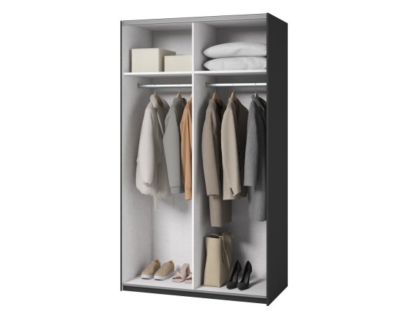 Malá černá šatní skříň s posuvnými dveřmi EASY