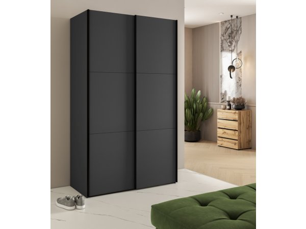 Malá černá šatní skříň s posuvnými dveřmi EASY