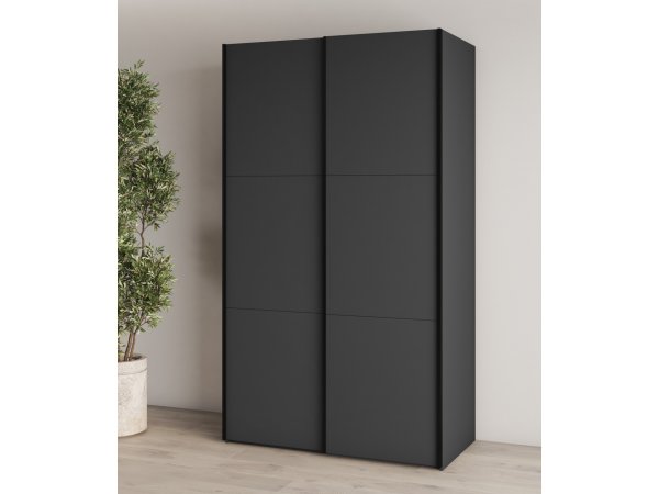 Malá černá šatní skříň s posuvnými dveřmi EASY