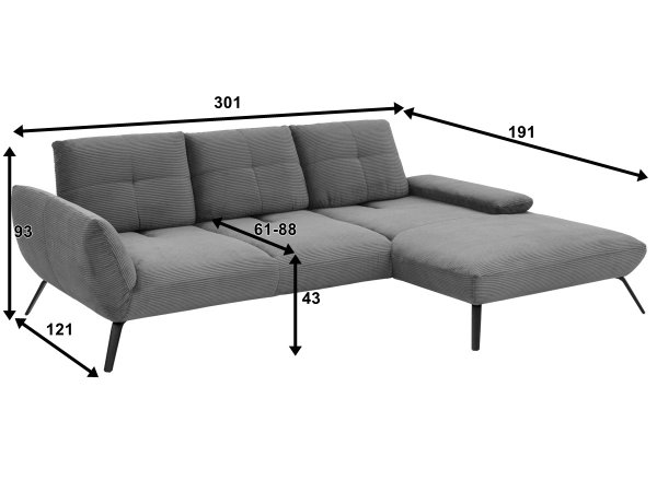 Manšestrová rohová sedací souprava DOVER 6