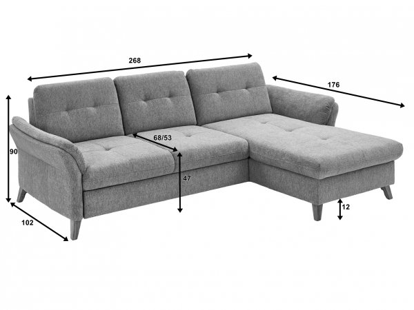 Rohová sedací souprava s nastavitelnou hloubkou sedáku HEDEN 1