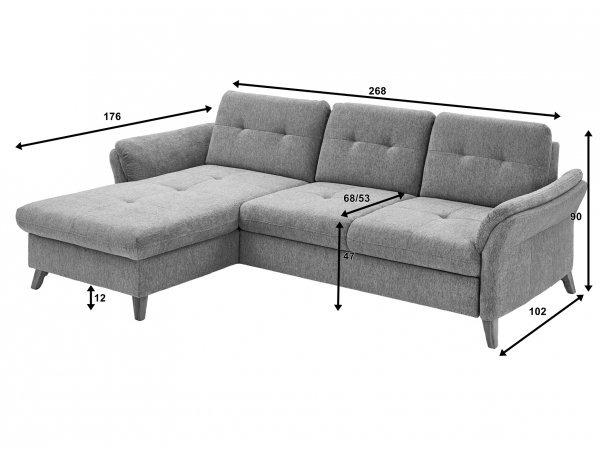 Rohová sedací souprava s nastavitelnou hloubkou sedáku HEDEN 1