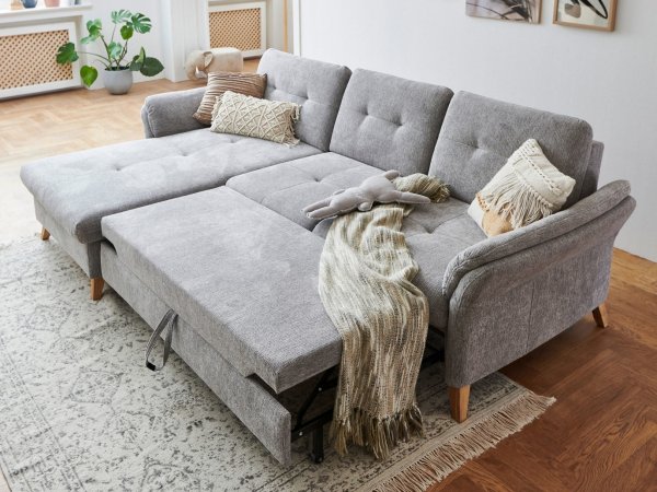 Rohová sedací souprava s nastavitelnou hloubkou sedáku HEDEN 1