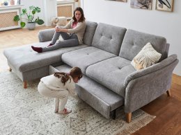 Rohová sedací souprava s nastavitelnou hloubkou sedáku HEDEN 1