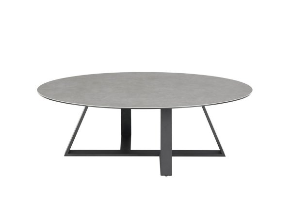 Oválný konferenční stolek ELBING šedá keramika/kov černý mat