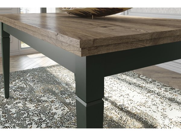 Rozkládací jídelní stůl ve venkovském stylu EVORA typ 92 zelená/dub lefkas