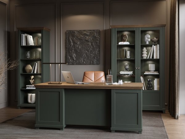 Knihovna ve venkovském stylu EVORA typ 88 zelená/dub lefkas