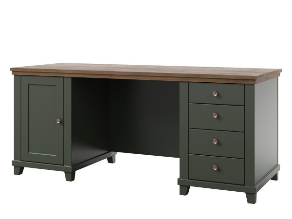 Nábytek do pracovny ve venkovském stylu EVORA zelená/dub lefkas