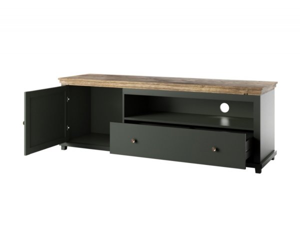 Nábytek do obývacího pokoje ve venkovském stylu EVORA zelená/dub lefkas