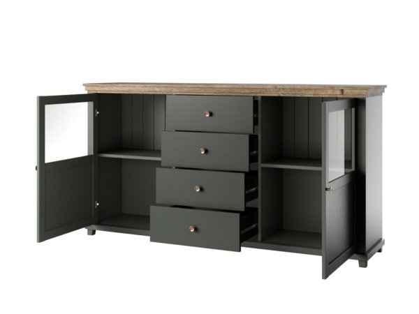 Nábytek do jídelny ve venkovském stylu EVORA zelená/dub lefkas