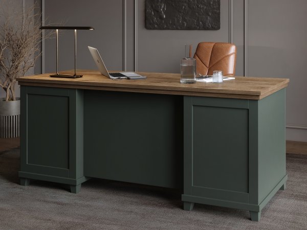 Nábytek do pracovny ve venkovském stylu EVORA zelená/dub lefkas