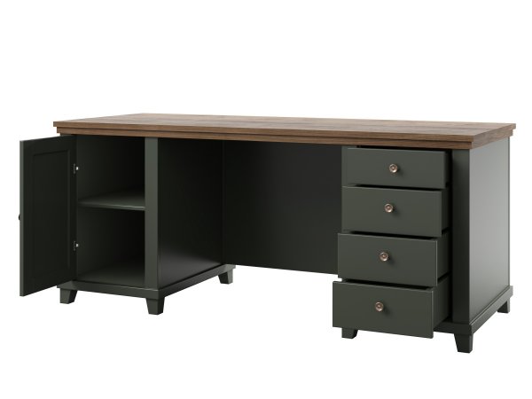 Nábytek do pracovny ve venkovském stylu EVORA zelená/dub lefkas