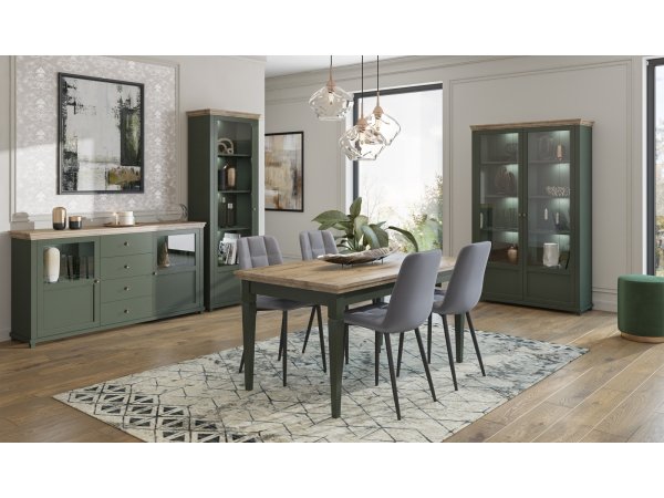 Nábytek do jídelny ve venkovském stylu EVORA zelená/dub lefkas