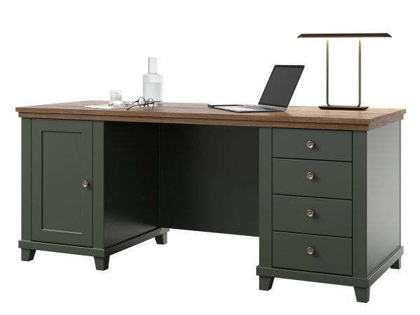 Nábytek do pracovny ve venkovském stylu EVORA zelená/dub lefkas