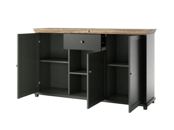 Nábytek do obývacího pokoje ve venkovském stylu EVORA zelená/dub lefkas