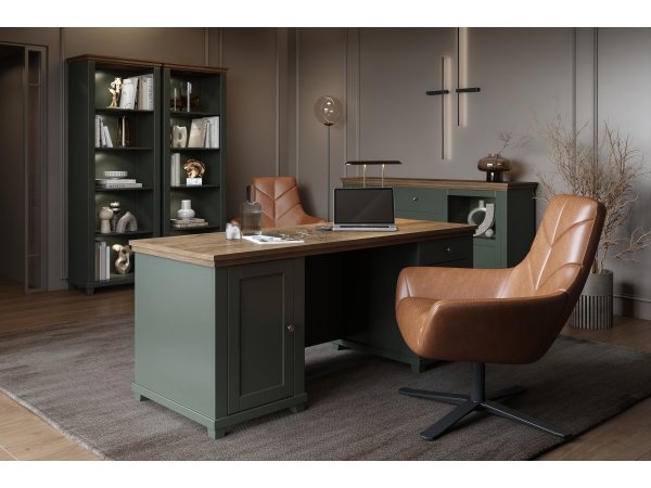 Knihovna ve venkovském stylu EVORA typ 88 zelená/dub lefkas