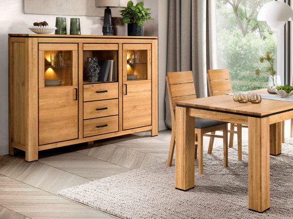 Komoda s vitrínou z dubového masivu FARO II (typ 47)