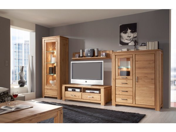 Komoda z dubového masivu - FARO komoda s vitrínkou (typ 45)