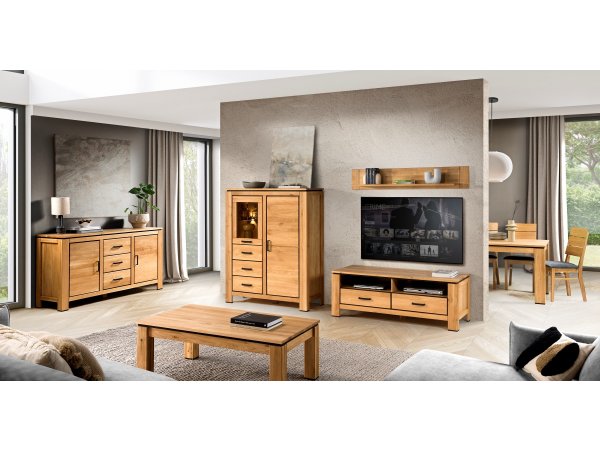 Dubový nábytek z masivu do obývacího pokoje a jídelny FARO II dub sukatý